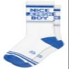 Gumball Poodle NICE JEWISH BOY Socks Make A Statement, Unisex Gym Sock: White and Blue view 1