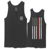0058. American Flag Thin Red Line Firefighter Support Seal Men's Tank Top (Charcoal, 2X-Large) view 1