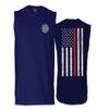 0058. American Flag Thin Red Line Firefighter Support Seal Men's Muscle Tank Sleeveles t Shirt (Navy Small) view 1