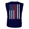 0058. American Flag Thin Red Line Firefighter Support Seal Men's Muscle Tank Sleeveles t Shirt (Navy Small) view 3