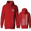0058. American Flag Thin Red Line Firefighter Support Seal Sweatshirt Pullover Hoodie (RED, Large) view 1