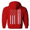 0058. American Flag Thin Red Line Firefighter Support Seal Sweatshirt Pullover Hoodie (RED, Large) view 3