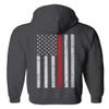 0058. American Flag Thin Red Line Firefighter Support Seal Sweatshirt Pullover Hoodie (Charcoal, Small) view 3