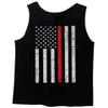 0058. American Flag Thin Red Line Firefighter Support Seal Men's Tank Top (Black, Large) view 3