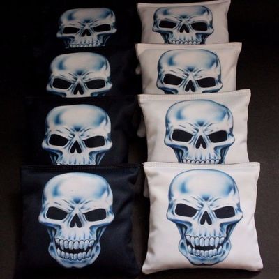 BackYardGamesUSA Man of Steel Skull Harley Bikers 8 Regulation Custom Cornhole Bags B275