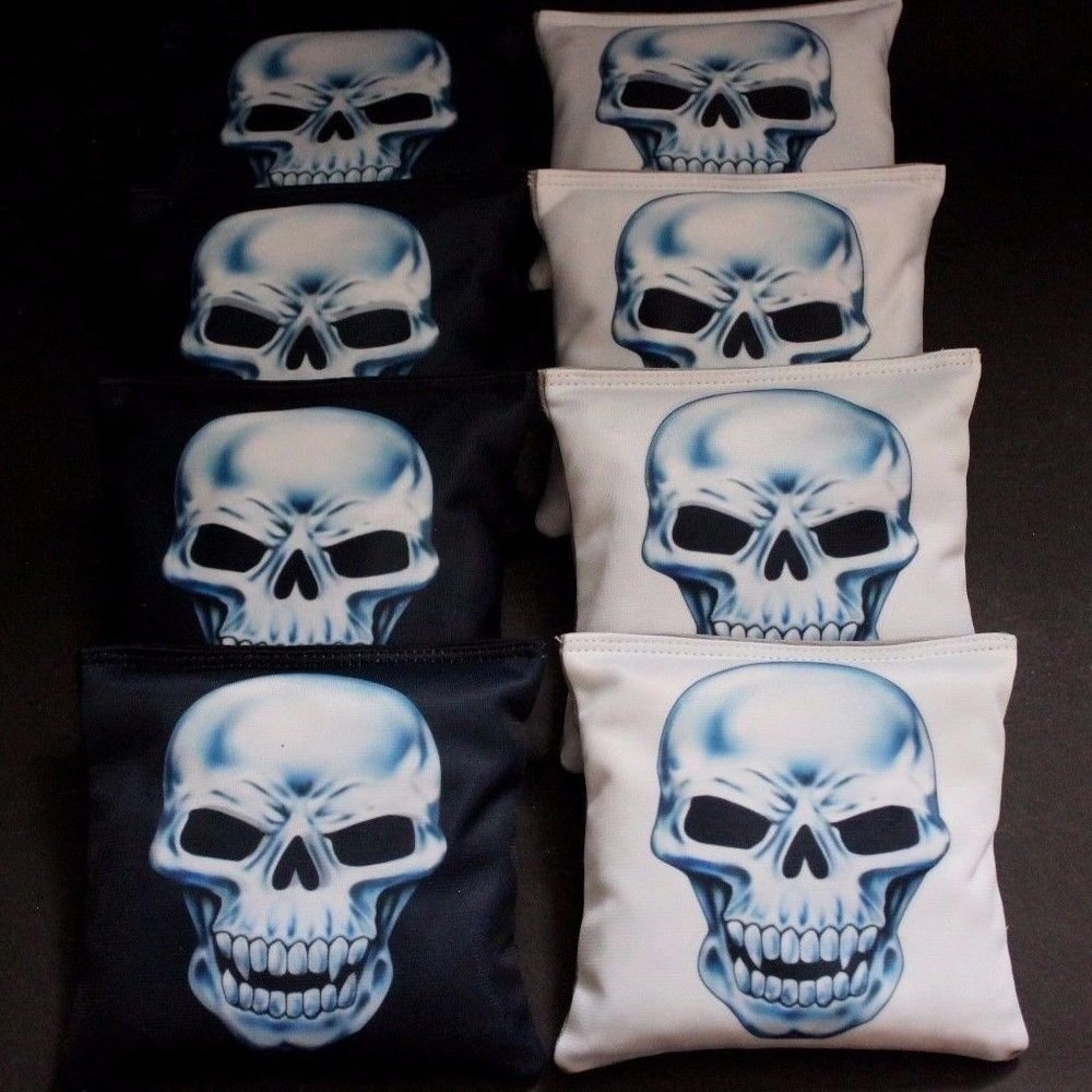BackYardGamesUSA Man of Steel Skull Harley Bikers 8 Regulation Custom Cornhole Bags B275