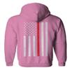0058. American Flag Thin Red Line Firefighter Support Seal Sweatshirt Pullover Hoodie (Pink X-Large) view 3