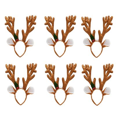 Nicky Bigs Novelties Adult Reindeer Antlers Holiday Headband - Deer Antler Horns and Ears - Christmas Holly Berries Accent - Animal Cosplay Costume Accessory, Multi-color, One Size