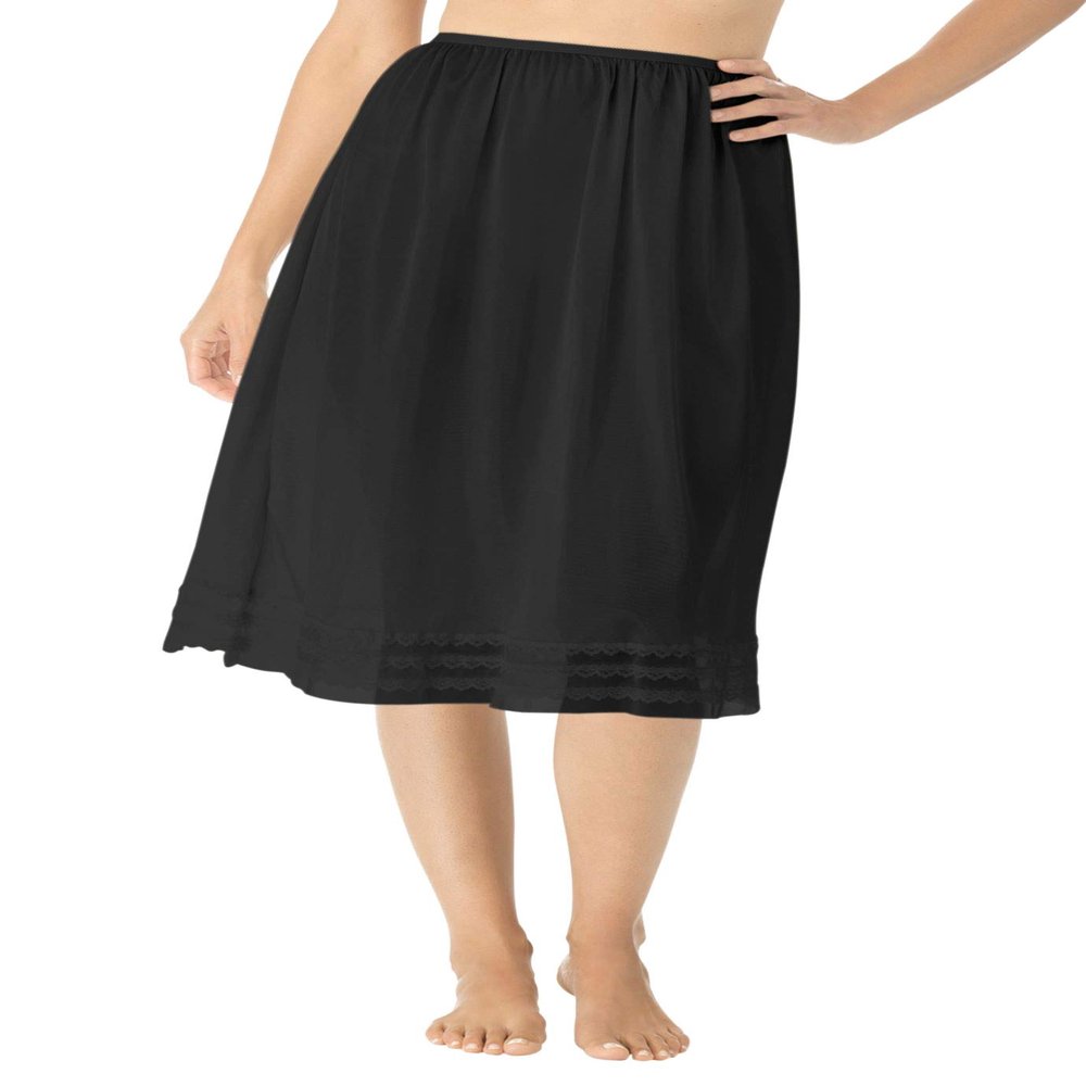 Comfort Choice Plus Size Snip-To-Fit Half Slip - 38/40, Black