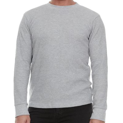 JMR Mens Thermal Shirt Long Sleeve - Heavyweight 100% Cotton Waffle Weave Top, Warm Breathable Base Layer or Standalone Cold Weather Essential (Heather Grey)