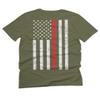 0058. American Flag Thin Red Line Firefighter Support Seal for Men T Shirt (Olive Green, 2X-Large) view 3