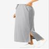 Woman Within Plus Size Petite Sport Knit Side-Slit Skirt - 38/40, Heather Grey view 3