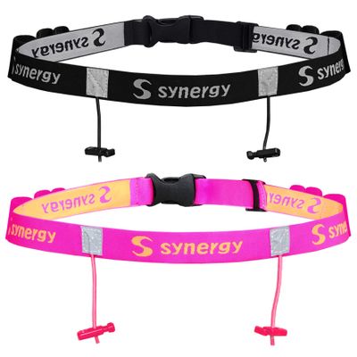 Synergy Running/Triathlon Race Day Number Belt 2-Pack (Black/Pink 2-Pack)