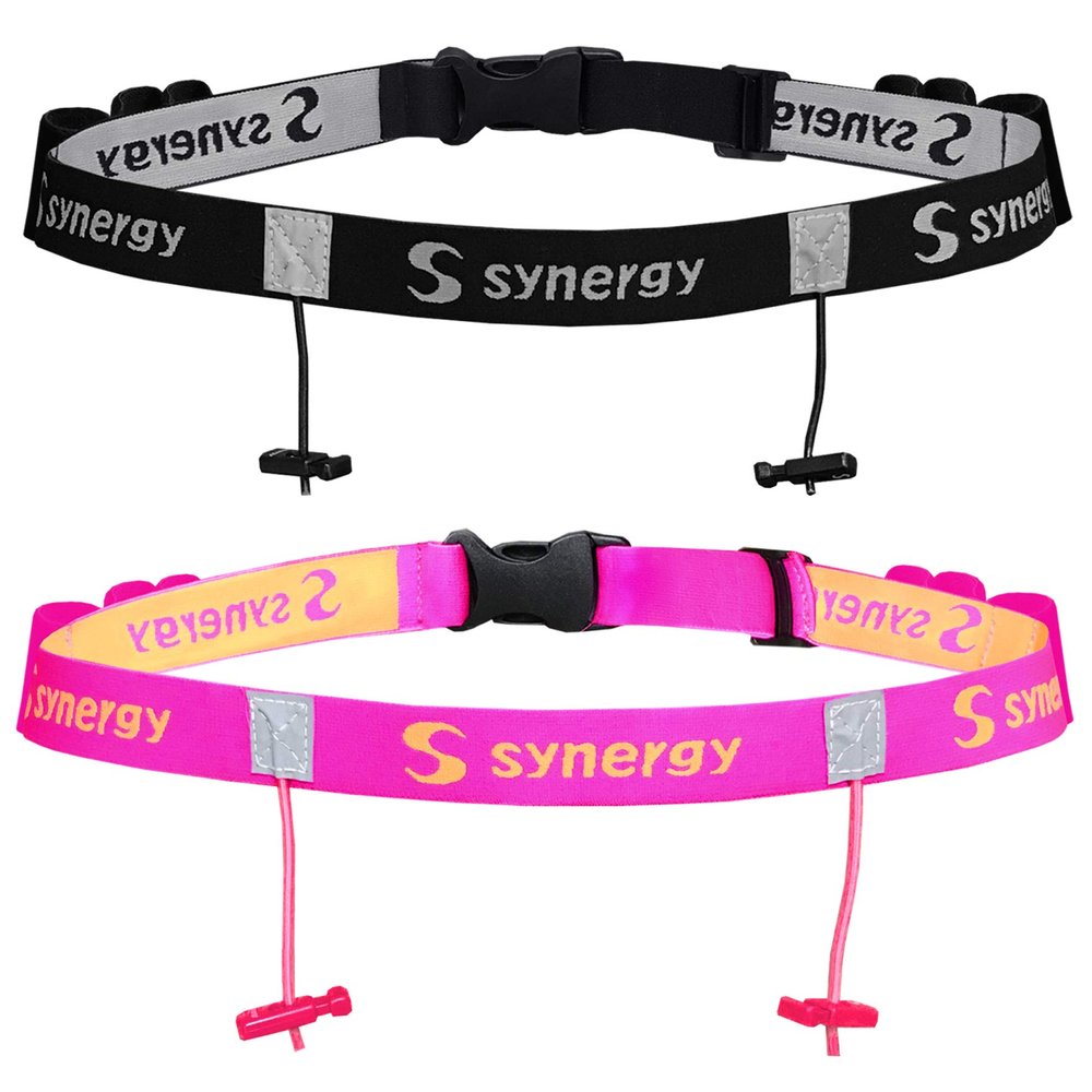 Synergy Running/Triathlon Race Day Number Belt 2-Pack (Black/Pink 2-Pack)