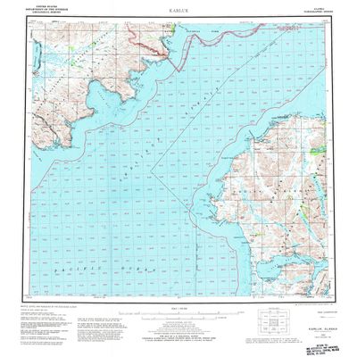 YellowMaps Karluk AK topo map, 1:250000 Scale, 1 X 2 Degree, Historical, 1952, Updated 1982, 23 x 22.8 in - Tyvek