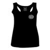 0058. American Flag Thin Red Line Firefighter Support Seal Women's Tank Top Racerback (Black, Small) view 1