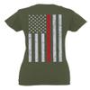0058. American Flag Thin Red Line Firefighter Support Seal Women's Tank Top Racerback (Black, Small) view 3