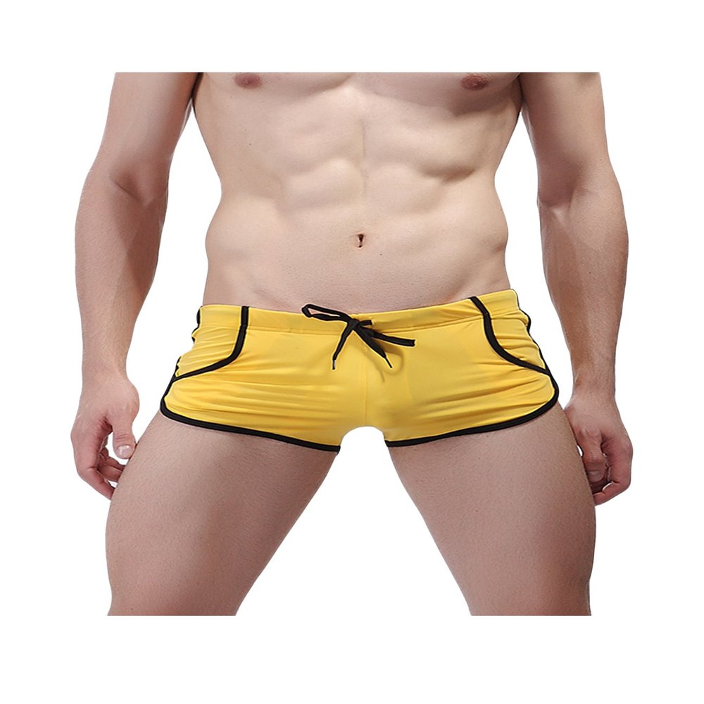 Jueshanzj Mens Swimsuit Elastic Swim Boxer Shorts Yellow Medium
