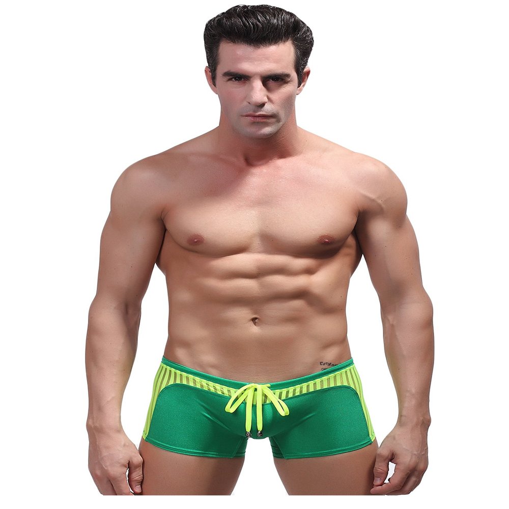 Jueshanzj Mens Swimsuit Soft Tight Swim Boxer Shorts Green Small