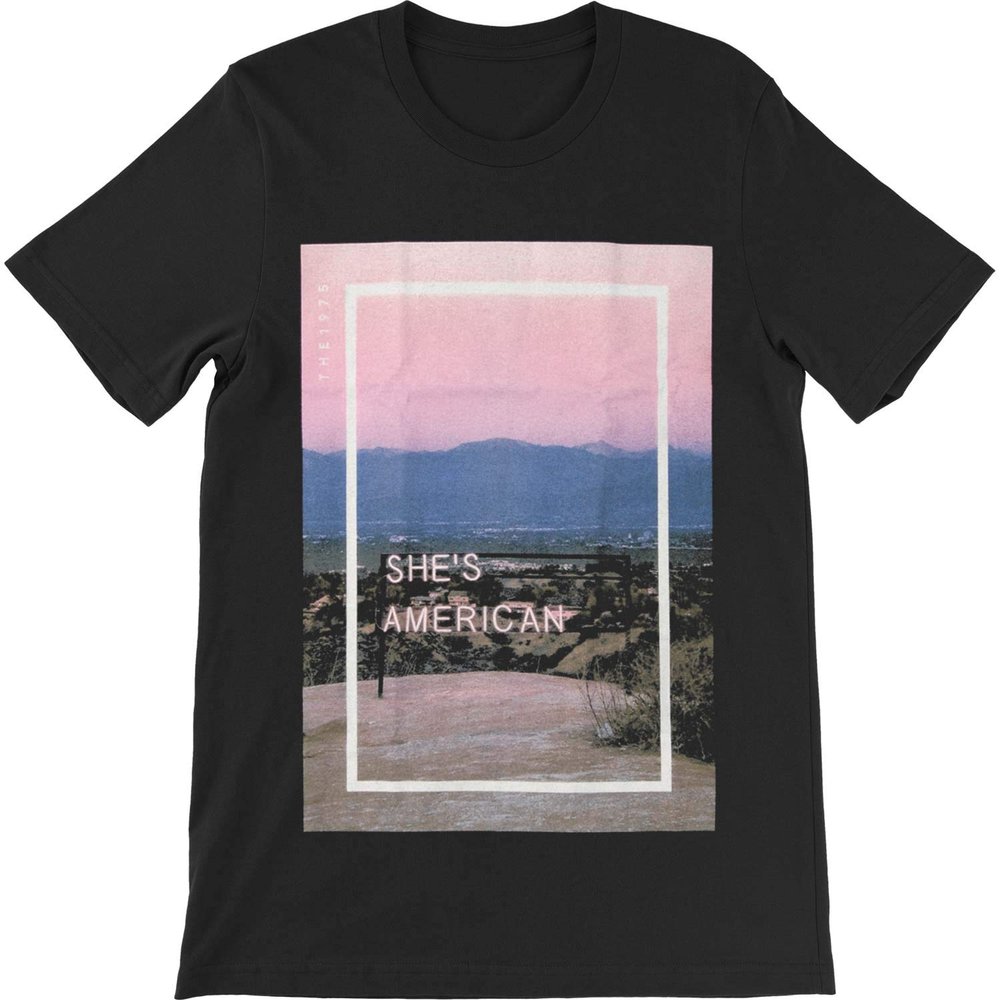 The 1975 Unisex Tee: She's American - Small - Black