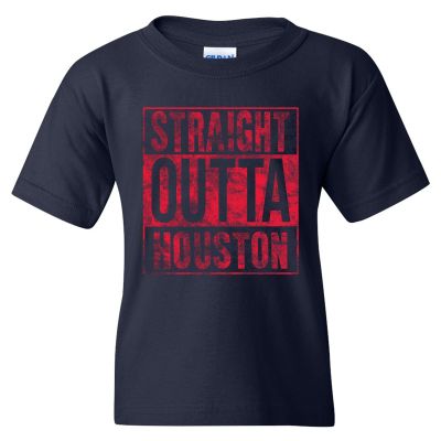 UGP Campus Apparel Straight Outta Houston Basic Cotton Youth T-Shirt - X-Large - Navy