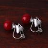 Bridal Wedding Clip Earrings No Pierced Silver/Gold Plated Charm Jewelry Pearl earrings (8mm silver red) view 2