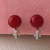 Bridal Wedding Clip Earrings No Pierced Silver/Gold Plated Charm Jewelry Pearl earrings (8mm silver red) view 3
