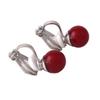 Bridal Wedding Clip Earrings No Pierced Silver/Gold Plated Charm Jewelry Pearl earrings (8mm silver red) view 4