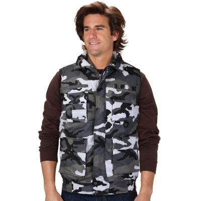 vkwear Men's Multi Pocket Zip Up Military Fishing Hunting Utility Tactical Vest (Small, Grey Camo)