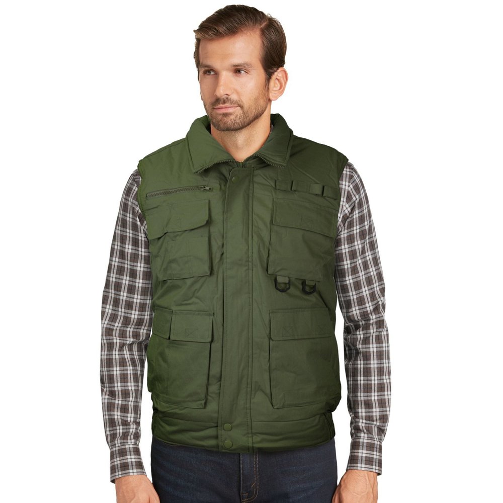 vkwear Men's Multi Pocket Zip up Military Fishing Hunting Utility Tactical Vest (Small, Green)
