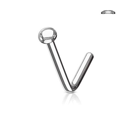 BodyJewelryOnline Nose Stud Ring Flat Dome I.P Surgical Steel L Bend 20G/18G - 4 Color Available (Silver I.P.)