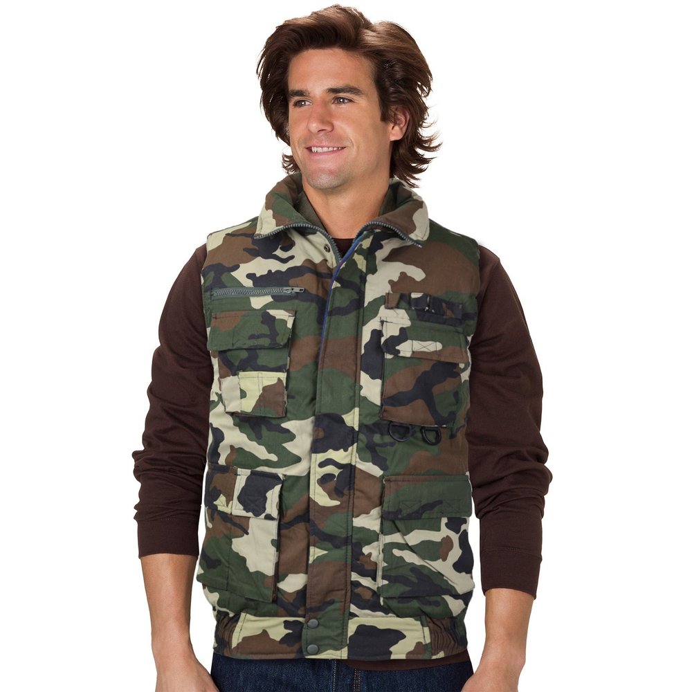 vkwear Men's Multi Pocket Zip up Military Fishing Hunting Utility Tactical Vest (XL, Green Camo)