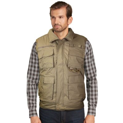 vkwear Men's Multi Pocket Zip Up Military Fishing Hunting Utility Tactical Vest (Large, Khaki)