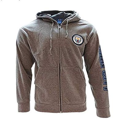 Manchester City Zip Up Track Jacket Hoodie Men Gray Official Licensed (Small)