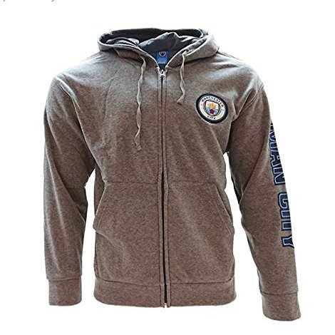 Manchester City Zip Up Track Jacket Hoodie Men Gray Official Licensed (Small)