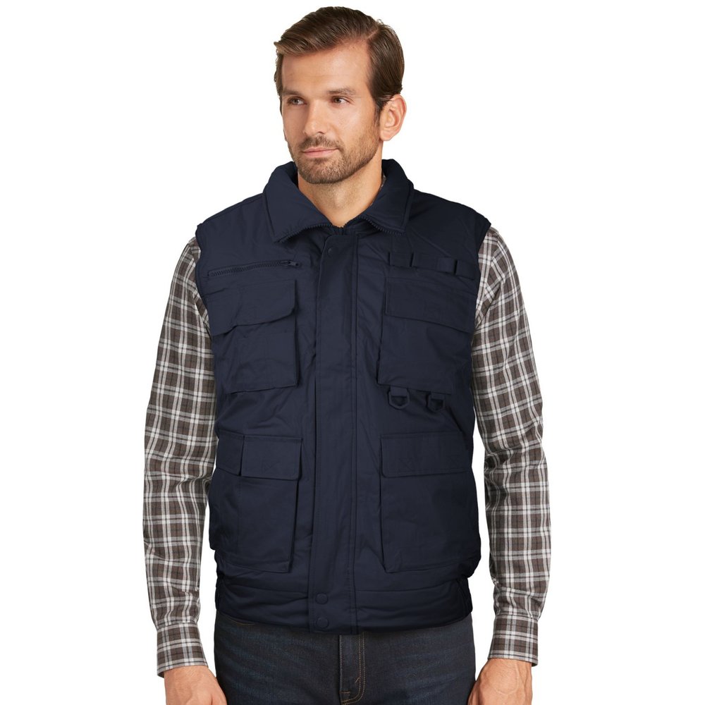 vkwear Men's Multi Pocket Zip Up Military Fishing Hunting Utility Tactical Vest (XL, Navy)