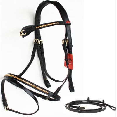 Horse Leather English Bridle Padded Jumping Adjustable Fancy Full TACK 803449BKF