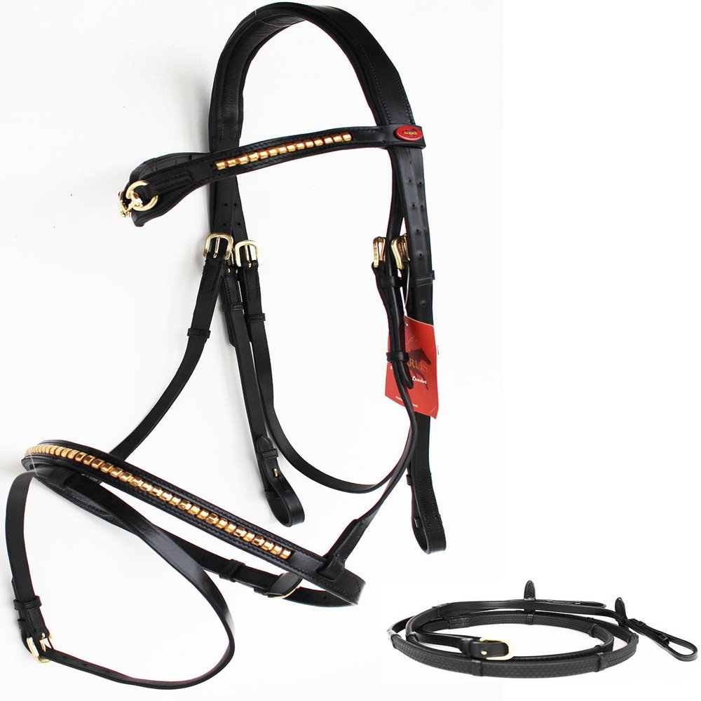 Horse Leather English Bridle Padded Jumping Adjustable Fancy Full TACK 803449BKF