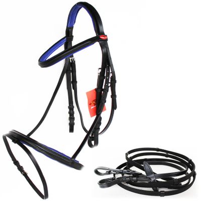 Challenger Tack Horse English Padded Leather COB Riding Jumping Adjustable Bridle 803461NVC