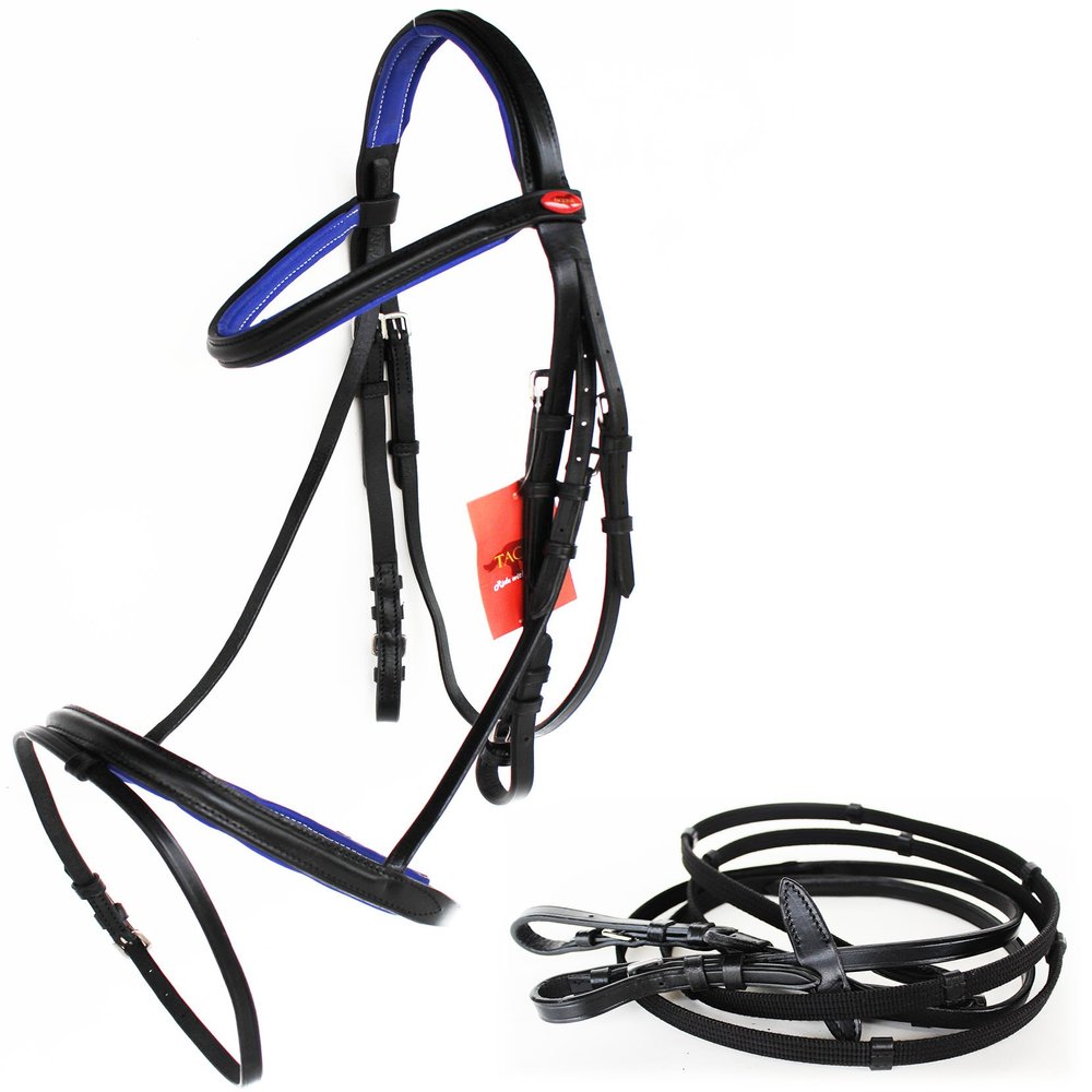 Challenger Tack Horse English Padded Leather COB Riding Jumping Adjustable Bridle 803461NVC