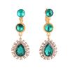 Grace Jun Fashion Bridal Austria Crystal Rhinestone Long Water Drop Shape Clip on Earrings Non Pierced Earrings (Gold green) view 1