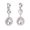 Grace Jun Fashion Bridal Austria Crystal Rhinestone Long Water Drop Shape Clip on Earrings Non Pierced Earrings (Silver white)