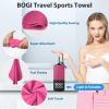 BOGI Microfiber Travel Sports Towel-Quick Dry Towel, Soft Lightweight Microfiber Camping Towel Absorbent Compact Travel Towel for Camping Gym Beach Bath Yoga Swimming Backpacking (M:40''x20''-Hpink) view 4