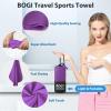 BOGI Microfiber Travel Sports Towel-Quick Dry Towel, Soft Lightweight Microfiber Camping Towel Absorbent Compact Travel Towel for Camping Gym Yoga Swimming Backpacking (XL:72''x32''+16''x16''-Purple) view 4