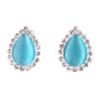 Grace Jun Fashion Rhinestone Opal Silver Plated Water Drop Clip on Earrings Non Piercing Bijouterie (Lake blue) view 1