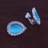 Grace Jun Fashion Rhinestone Opal Silver Plated Water Drop Clip on Earrings Non Piercing Bijouterie (Lake blue) view 2