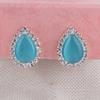 Grace Jun Fashion Rhinestone Opal Silver Plated Water Drop Clip on Earrings Non Piercing Bijouterie (Lake blue) view 3