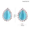 Grace Jun Fashion Rhinestone Opal Silver Plated Water Drop Clip on Earrings Non Piercing Bijouterie (Lake blue) view 4