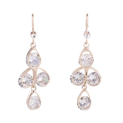 Grace Jun New Bridal AAA CZ Triangle Star Ball Water Drop Shape Clip on Earrigs and Dangle Earrings (279Gold Pierced)