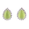 Grace Jun Fashion Rhinestone Opal Silver Plated Water Drop Clip on Earrings Non Piercing Bijouterie (Green A) view 1